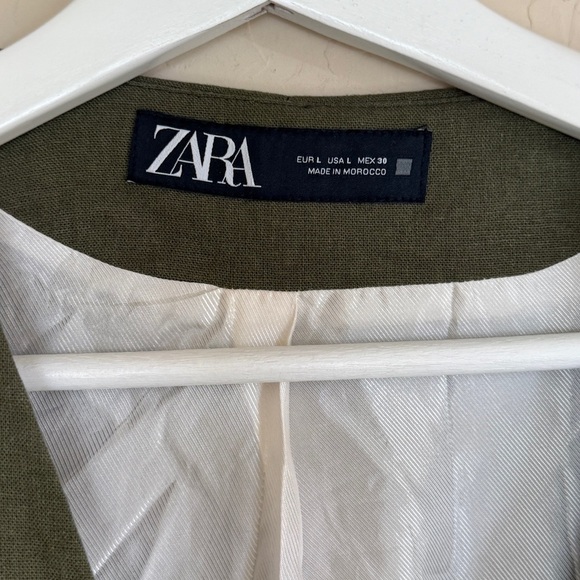 Zara Linen Tailored Vest Army Green Olive Women’s Size Large - Picture 3 of 5